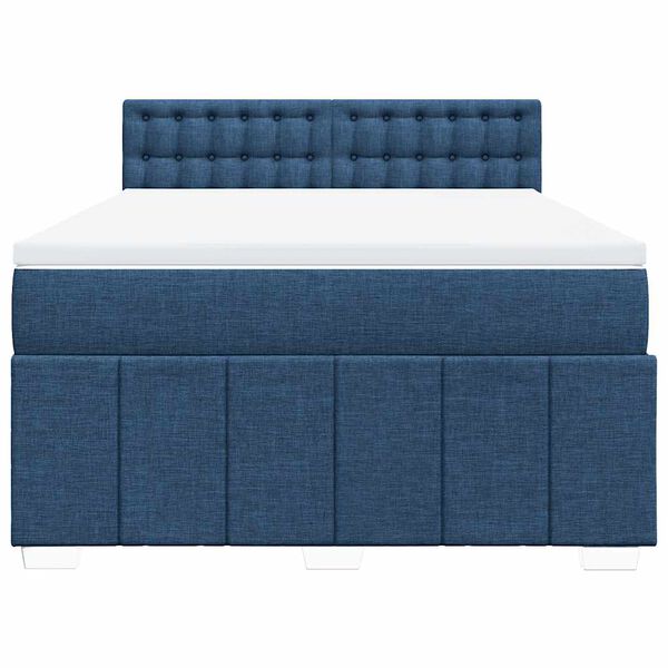 vidaXL Sommier &agrave; lattes de lit avec matelas Bleu 140x190 cm Tissu