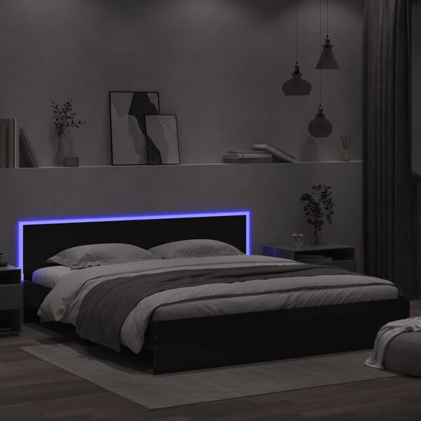 vidaXL Cadre de lit avec LED sans matelas noir 200x200 cm