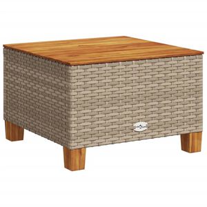 vidaXL Table de jardin beige 55x55x36 cm r&eacute;sine tress&eacute;e et bois acacia