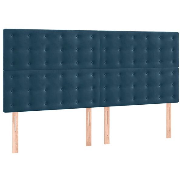 vidaXL T&ecirc;te de lit Bleu fonc&eacute; 200 x 5 x 118/128 cm Velours