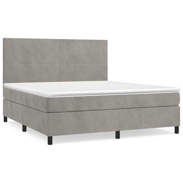 vidaXL Sommier &agrave; lattes de lit et matelas Gris clair 180x200cm Velours