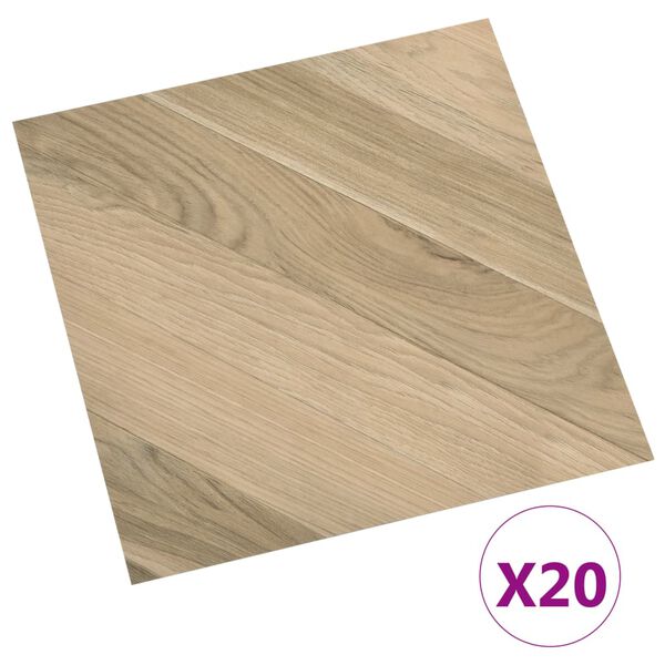 vidaXL Dalles de plancher autoadh&eacute;sives 20 pcs PVC 1,86 m&sup2; marron ray&eacute;