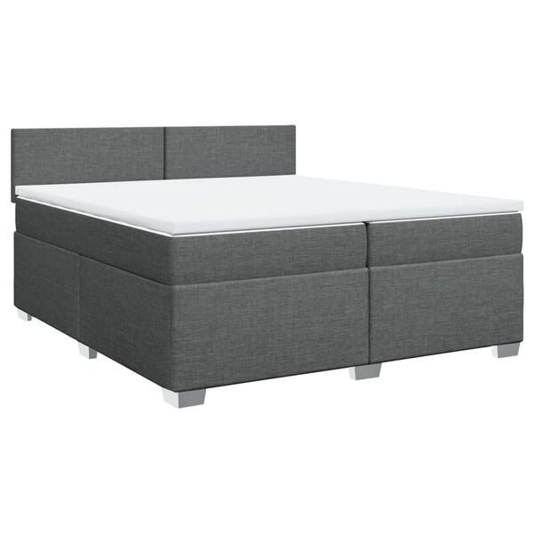 vidaXL Sommier &agrave; lattes de lit avec matelas Gris fonc&eacute; 200x200cm Tissu