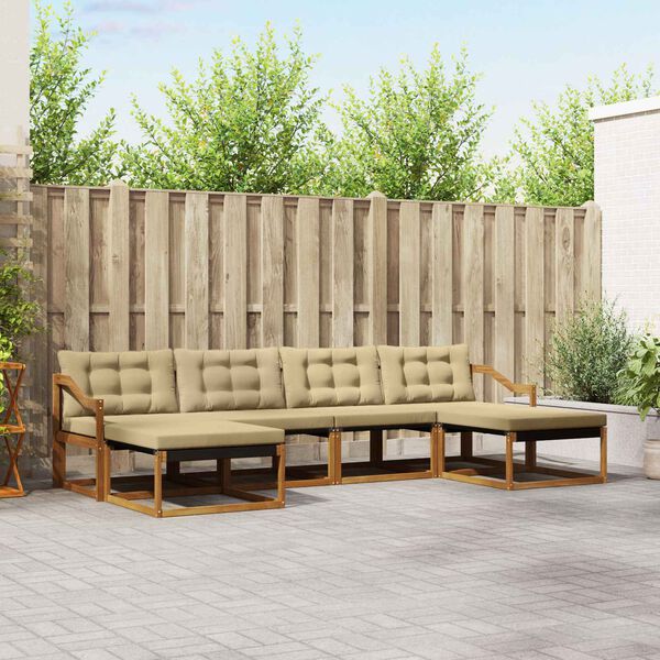 vidaXL Ensemble de canap&eacute;s d'ext&eacute;rieur 6 pcs Naturel et Beige