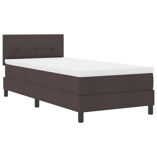 vidaXL Lit &agrave; ressorts avec matelas Marron fonc&eacute; 90 x 190 cm tissu