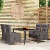 vidaXL Ensemble à manger de jardin 5 pcs Résine tressée Gris