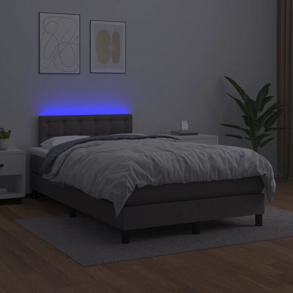 vidaXL Sommier &agrave; lattes de lit avec matelas et LED Gris 120x200 cm
