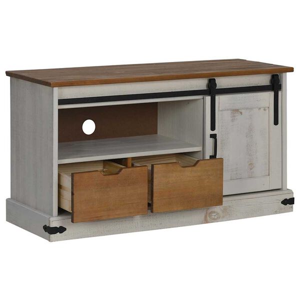 vidaXL Meuble TV HALDEN avec porte coulissante blanc 110x40x60 cm