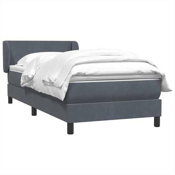 vidaXL Sommier &agrave; lattes de lit et matelas gris fonc&eacute; 80x220 cm velours