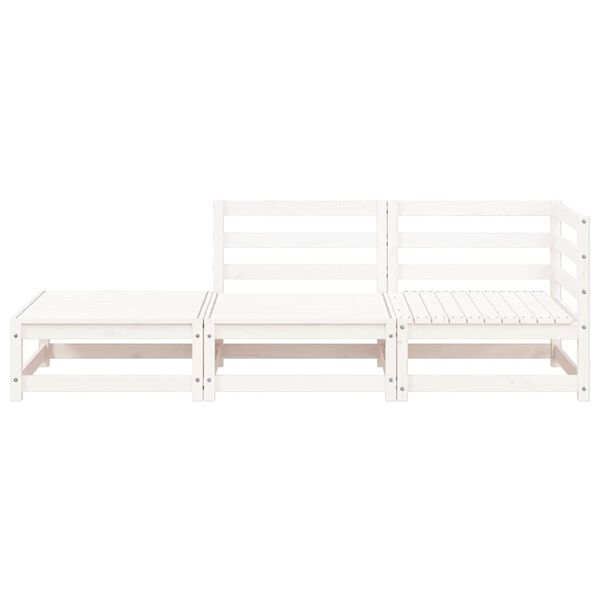 vidaXL Canapé de jardin repose-pieds 2 places blanc bois massif de pin