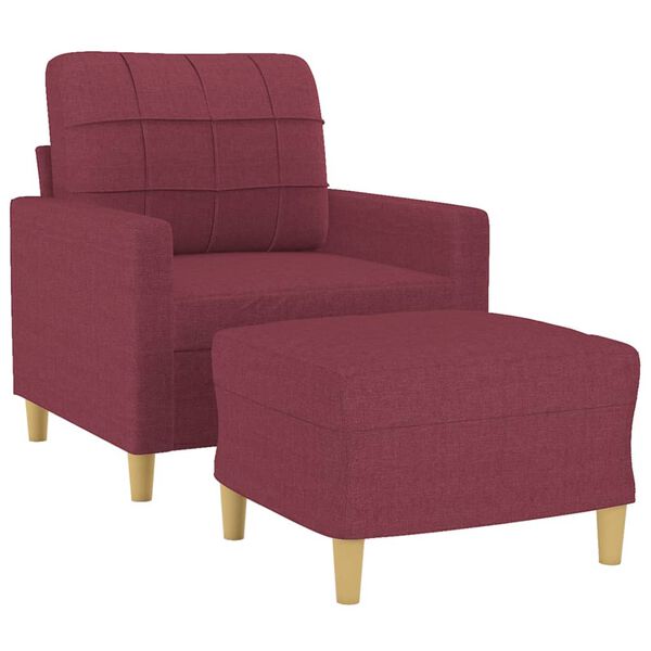 vidaXL Fauteuil avec repose-pied Rouge bordeaux 60 cm Tissu
