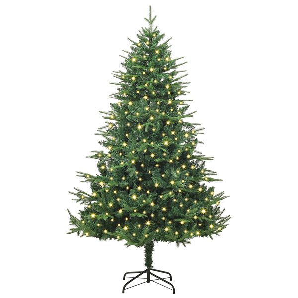 vidaXL Sapin de No&euml;l artificiel pr&eacute;-&eacute;clair&eacute; Vert 180 cm PVC et PE