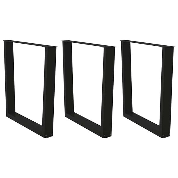 vidaXL Pieds de table &agrave; manger en V 2 pi&egrave;ces Noir 80 x (72-73,3) cm Acier