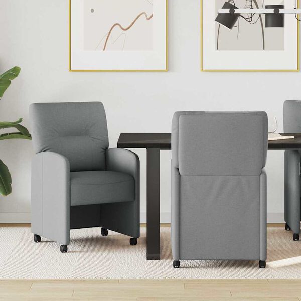 vidaXL Chaises de Salle à Manger avec Roues 2 pcs Gris clair