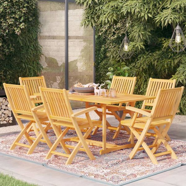 vidaXL Ensemble &agrave; manger de jardin 7 pcs Bois de teck massif