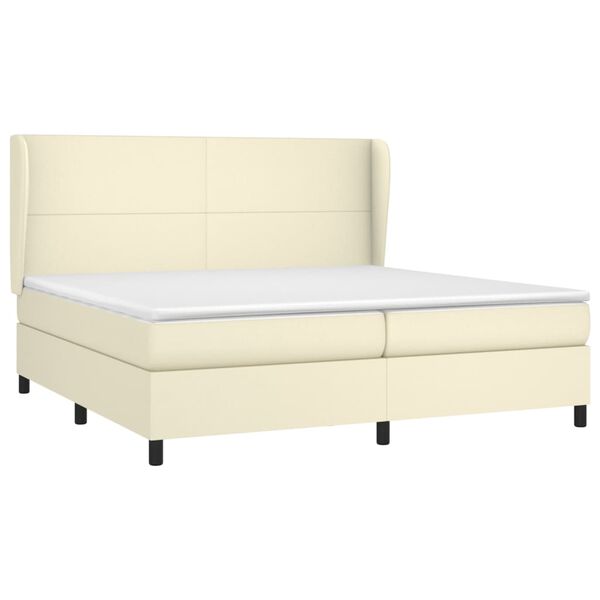 vidaXL Sommier &agrave; lattes de lit avec matelas Cr&egrave;me 200x200cm Similicuir