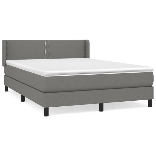 vidaXL Sommier &agrave; lattes de lit avec matelas Gris fonc&eacute; 140x190cm Tissu