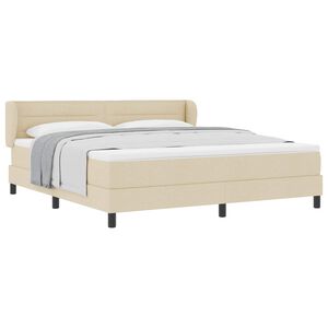 vidaXL Lit &agrave; ressorts avec matelas Cr&egrave;me 180 x 200 cm tissu