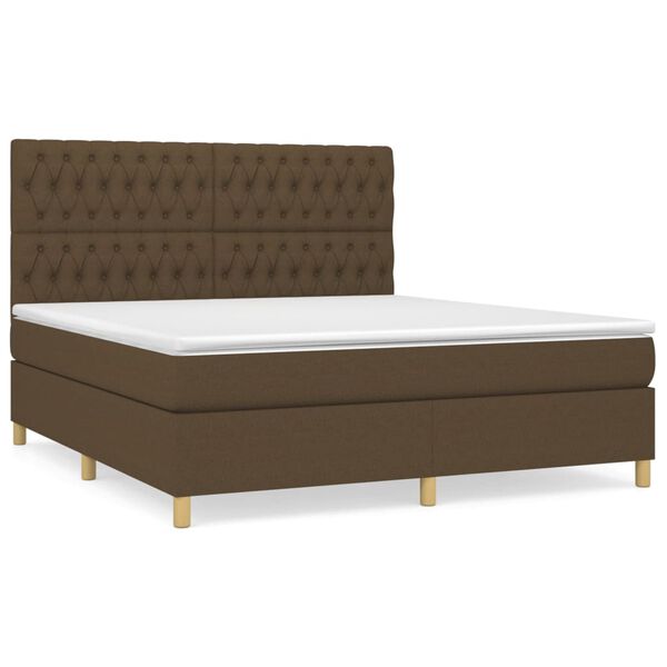 vidaXL Sommier &agrave; lattes de lit avec matelas Marron fonc&eacute; 180x200 cm