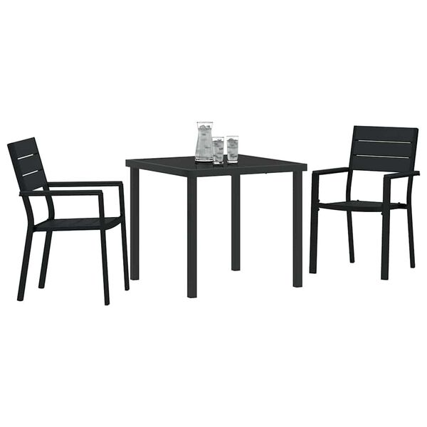 vidaXL Ensemble de salle &agrave; manger pour jardin 3 pcs Noir