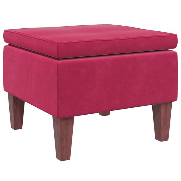 vidaXL Tabouret avec pieds en bois Rouge bordeaux Velours