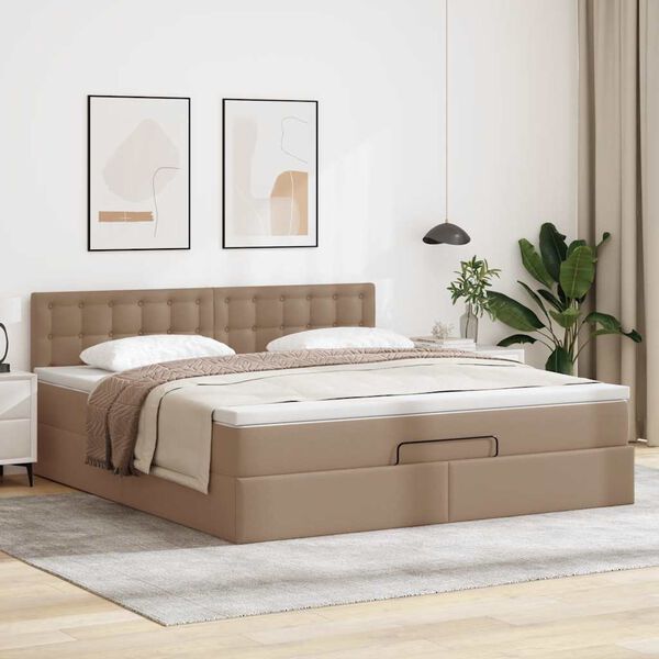 VidaXL Cadre de lit ottoman et matelas cappuccino 160x200cm similicuir