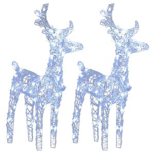vidaXL Rennes de No&euml;l 2 pcs 80 LED Blanc froid Acrylique