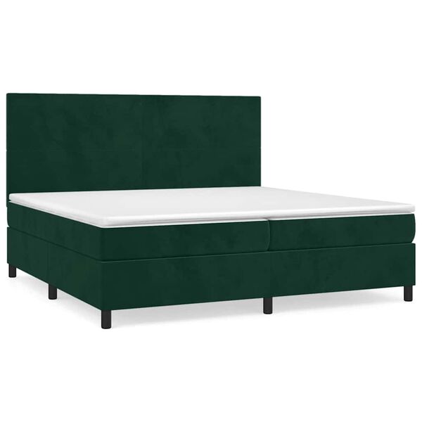 vidaXL Sommier &agrave; lattes de lit et matelas Vert fonc&eacute; 200x200cm Velours
