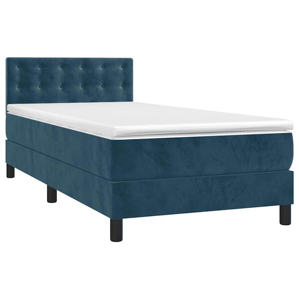 vidaXL Sommier &agrave; lattes de lit avec matelas Bleu fonc&eacute; 90x200 cm