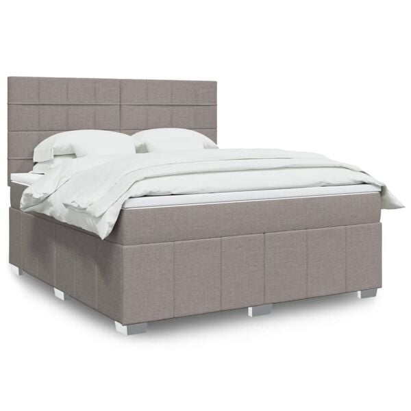 vidaXL Sommier &agrave; lattes de lit avec matelas Taupe 180x200 cm Tissu