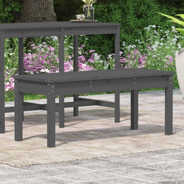 vidaXL Banc de jardin gris 109x44x45 cm bois massif de pin