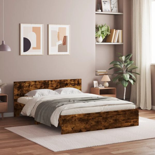 vidaXL Cadre de lit sans matelas ch&ecirc;ne fum&eacute; 140x200 cm