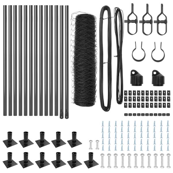 vidaXL Poteau de cl&ocirc;ture. Gris 25 x 0,6 m (maille de 36 mm)