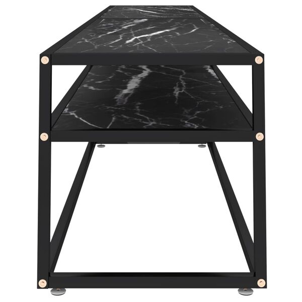 vidaXL Meuble TV Marbre noir 220x40x40,5 cm Verre trempé