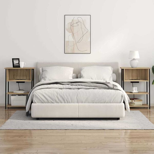 vidaXL Cabinet de chevet Ch&ecirc;ne Sonoma 55 x 31 x 76 cm