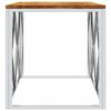 vidaXL Table basse acier inoxydable et bois massif d'acacia
