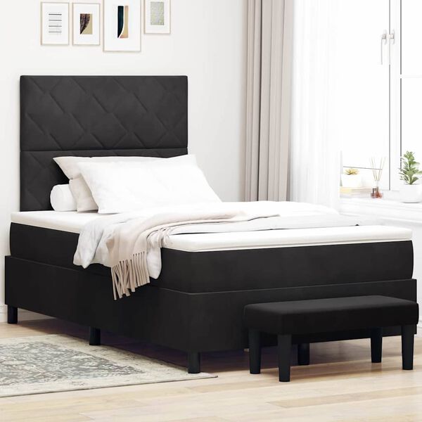 vidaXL Lit &agrave; ressorts avec matelas Noir 120 x 200 cm Velours