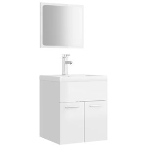 vidaXL Ensemble de meubles de salle de bain Blanc brillant Agglom&eacute;r&eacute;