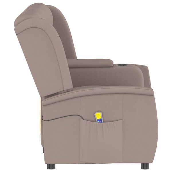 vidaXL Fauteuil de massage inclinable porte-gobelet 4 places taupe