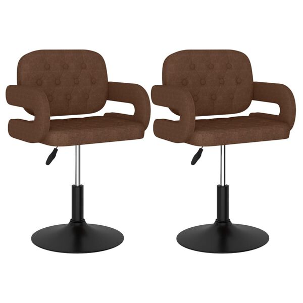 vidaXL Chaises pivotantes &agrave; manger lot de 2 marron tissu