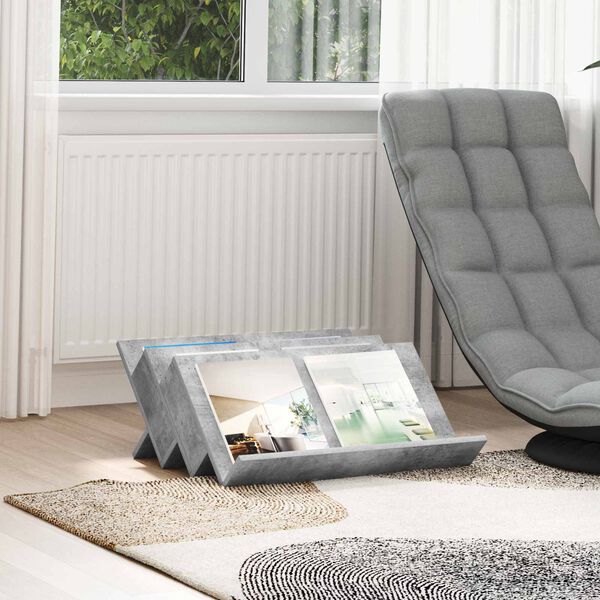 vidaXL &Eacute;tag&egrave;re &agrave; magazines avec &eacute;tag&egrave;re Gris B&eacute;ton 65 x 53 x 28,5 cm