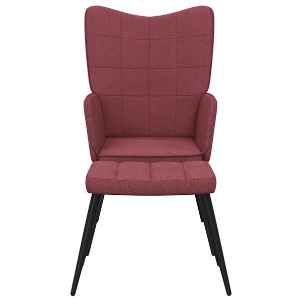vidaXL Chaise de relaxation avec tabouret Rouge bordeaux Tissu