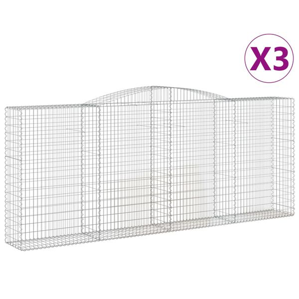 vidaXL Paniers &agrave; gabions arqu&eacute;s 3 pcs 400x50x160/180 cm fer galvanis&eacute;