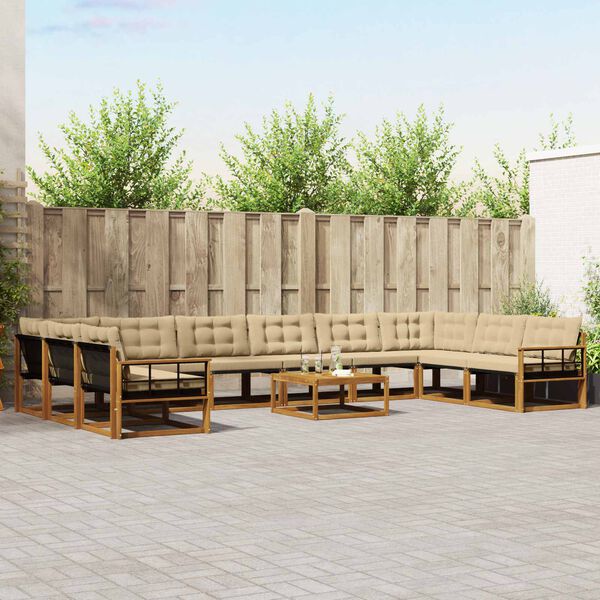 vidaXL Ensemble de canap&eacute;s d'ext&eacute;rieur 11 pcs Naturel et Beige