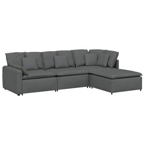 vidaXL Canap&eacute; modulable avec repose-pieds et coussins en tissu gris fonc&eacute;