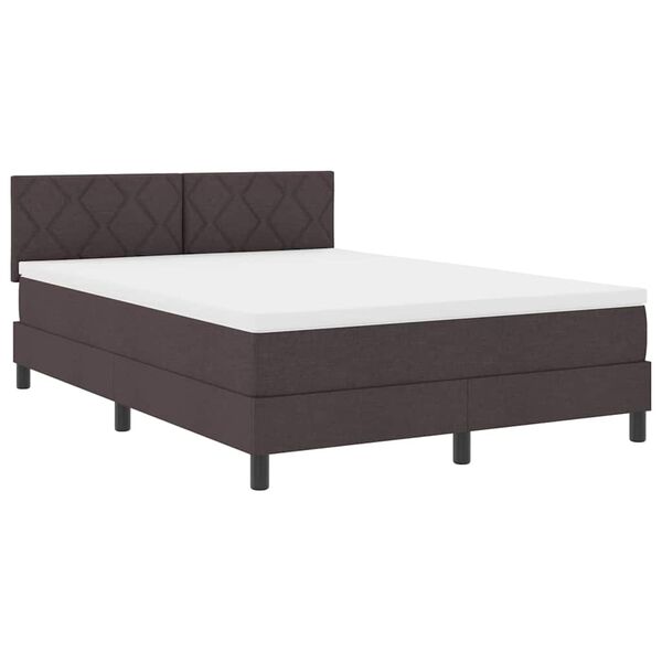 vidaXL Lit &agrave; ressorts avec matelas Marron fonc&eacute; 140 x 190 cm tissu
