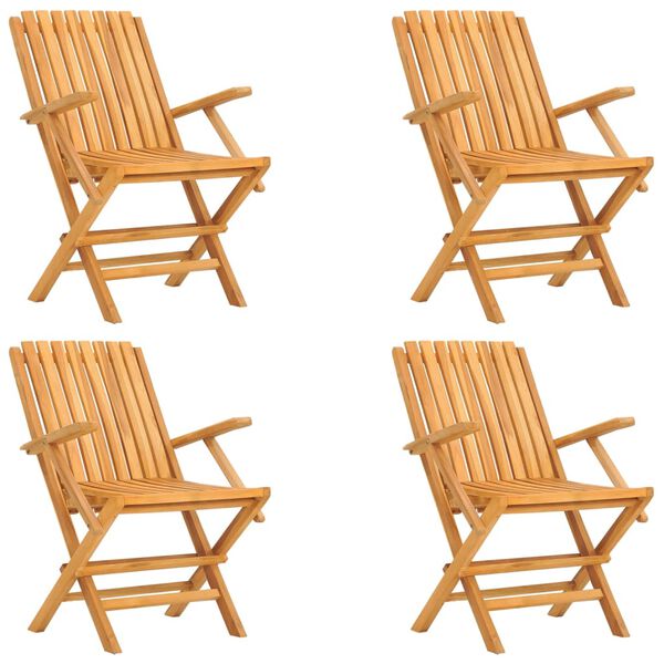 vidaXL Chaises de jardin pliantes lot de 4 61x67x90cm bois massif teck