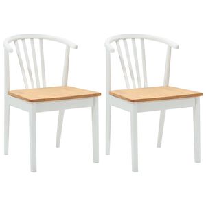 vidaXL Chaise de salle &agrave; manger 2 pcs blanc et naturel