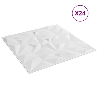vidaXL Panneaux muraux 24 pcs blanc 50x50 cm EPS 6 m² améthyste