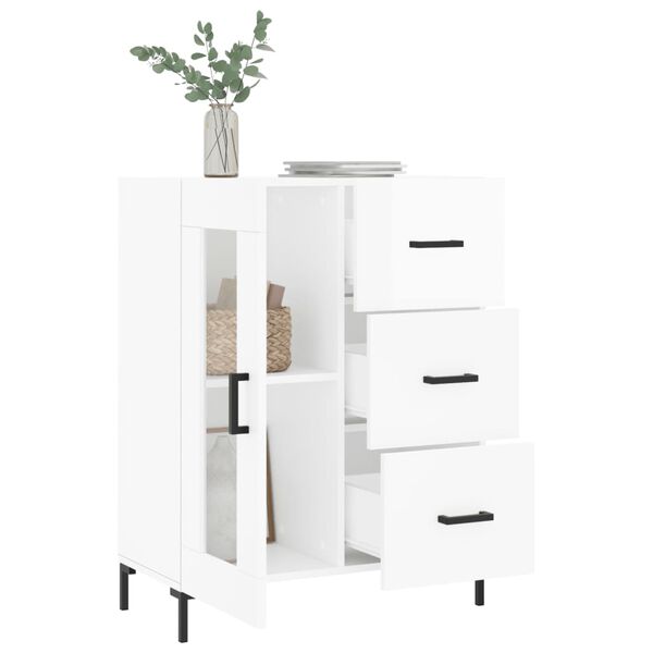 vidaXL Buffet Blanc brillant 69,5x34x90 cm Bois d'ingénierie